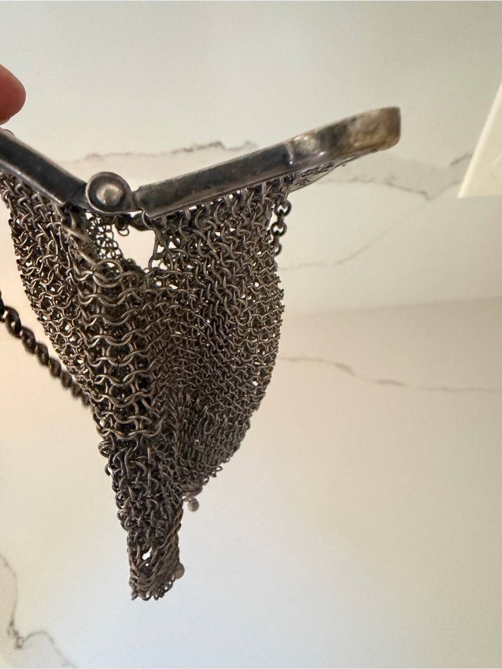Antique German Silver Chainmail Mesh Purse Art Nouveau Handbag c1900 - Picture 9 of 13